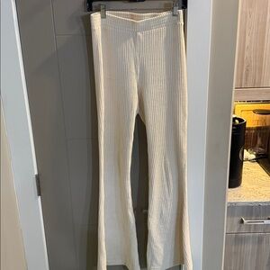 Aerie Cream Ribbed Corduroy Flare Pants, matching sweatshirt